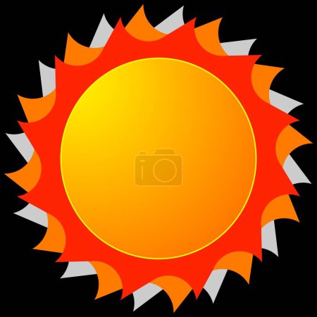 Illustration for Sunny weather button with sun, vector icon - Royalty Free Image