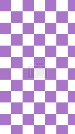Illustration for Aesthetic cute vertical purple and white checkerboard, gingham, plaid, checkers wallpaper illustration, perfect for backdrop, wallpaper, postcard, banner, cover, background - Royalty Free Image