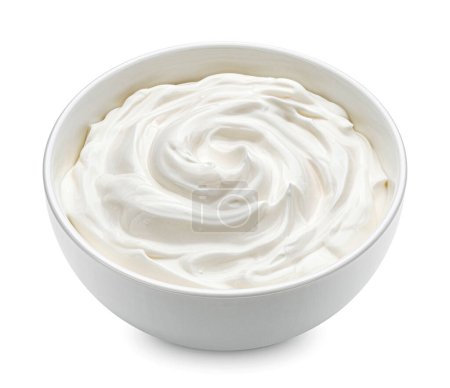 Téléchargez les photos : Bol de yaourt isolé sur fond blanc, pleine profondeur de champ - en image libre de droit