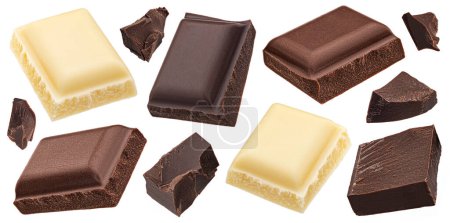 Photo for Chocolate pieces collection isolated on white background, full depth of field - Royalty Free Image