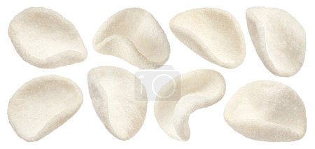 Shrimp chips isolated on white background with clipping path, full depth of field