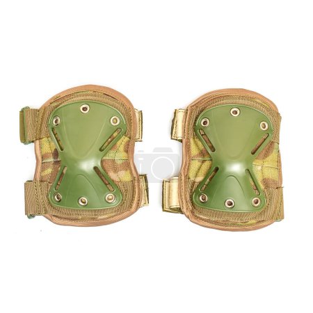 Plastic knee pads for the military on a white background