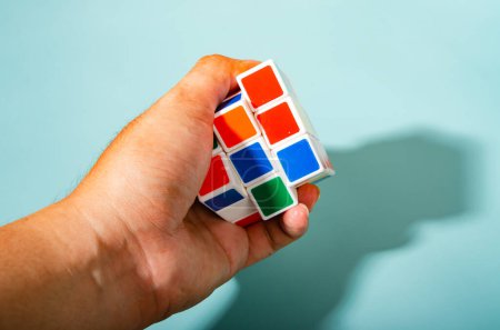 Photo for Thailand,Bangkok - April 11, 2023 Rubik's cube on a white background. Rubik's Cube on colored paper background Rubik's Cube invented by Hungarian architect Erno Rubik in 1974. - Royalty Free Image