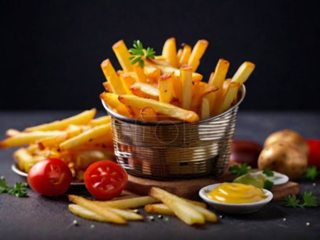 Homemade potato french fries Studio photography