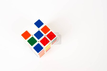 Photo for Thailand, Bangkok - December 22, 2023 Rubik's cube on a white background. Rubik's Cube on a white background Rubik's Cube invented by Hungarian architect Erno Rubik in 1974. - Royalty Free Image