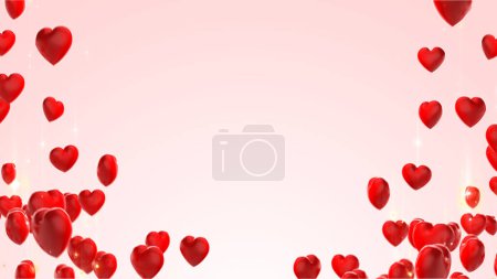 Red hearts frame on pink background with copy space for valentine day.