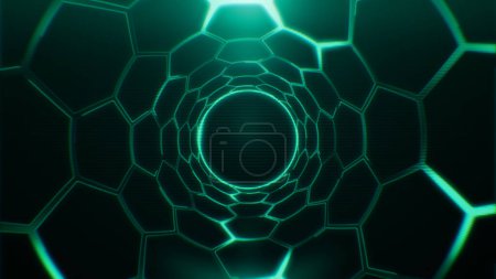 Photo for Hexagon technology tunnel abstract background. - Royalty Free Image