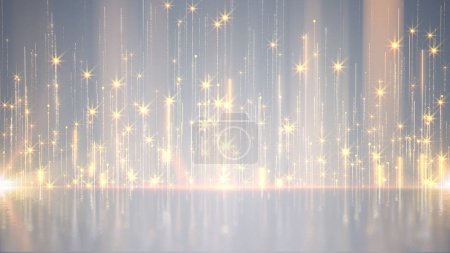 Téléchargez les photos : Elégantes particules d'or et lumières de scène étoiles fond abstrait. - en image libre de droit