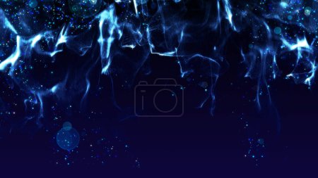 Téléchargez les photos : Blue glitter particles dynamic flow and dust with copy space abstract background. - en image libre de droit
