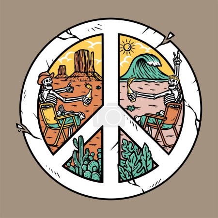 Téléchargez les illustrations : Désert et plage en symboles de paix - en licence libre de droit