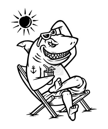 Téléchargez les illustrations : Requin est assis illustration - en licence libre de droit