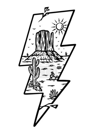 Téléchargez les illustrations : Forme de foudre avec vue sur le désert - en licence libre de droit