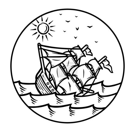 Téléchargez les illustrations : Navire coulant dans l'océan - en licence libre de droit