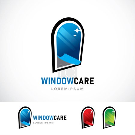 Téléchargez les illustrations : Modèle de conception de logo pour l'entretien des fenêtres - en licence libre de droit