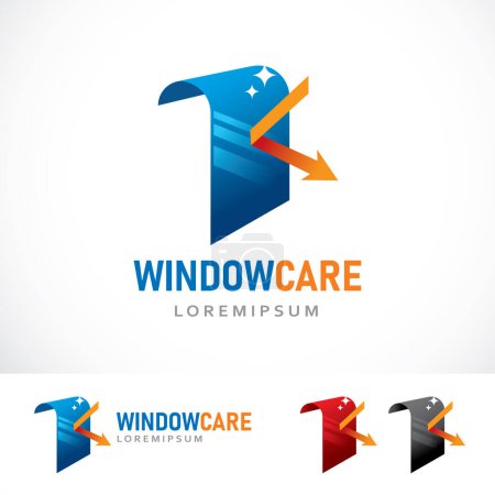Téléchargez les illustrations : Modèle de conception de logo pour l'entretien des fenêtres - en licence libre de droit
