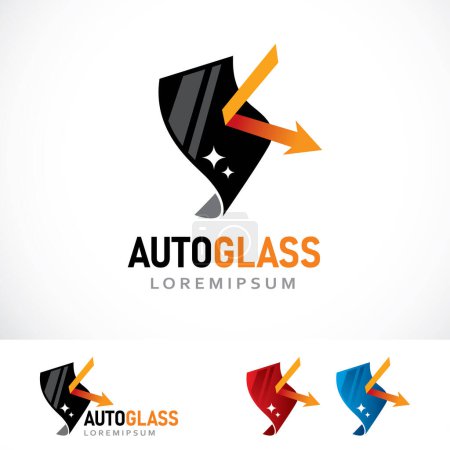 Téléchargez les illustrations : Modèle de conception de logo en verre automatique - en licence libre de droit