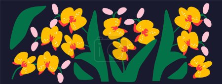 Photo for Summer flowers time. Set illustration with summer flowers and bright backgrounds, abstract plants, gardening and nature. Illustration vector for banner, postcard, poster or background - Royalty Free Image
