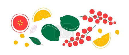 Téléchargez les photos : Fruits et légumes vecteur abstrait. Illustration simple légumes, baies et fruits pour les médias sociaux, publicité, logo ou menu. - en image libre de droit
