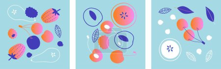 Foto de Frutas y verduras vector abstracto. Ilustración simple verduras, bayas y frutas para redes sociales, publicidad, logotipo o menú. - Imagen libre de derechos
