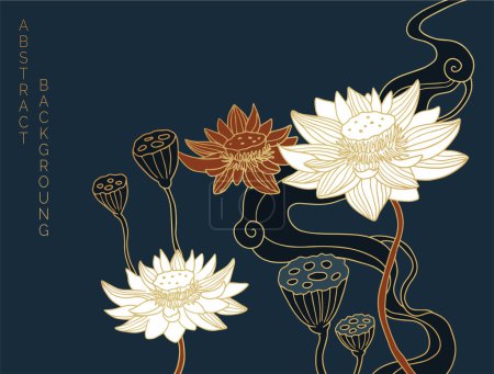 Téléchargez les illustrations : Illustration en style asiatique avec des fleurs - en licence libre de droit