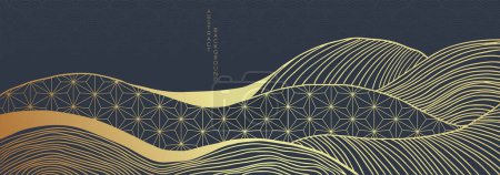 Ilustración de Fondo de estilo japonés con ondas y líneas, ilustración vectorial abstracta - Imagen libre de derechos