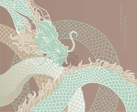 Illustration for Hand drawn japanese vector dragon, colorful illustration - Royalty Free Image