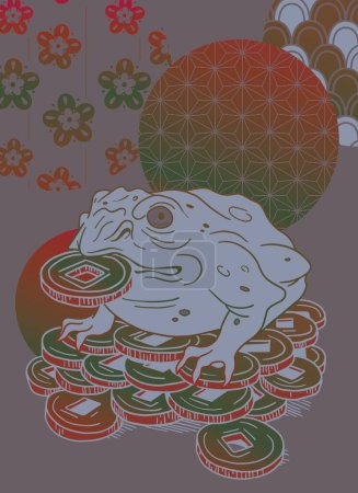 Illustration for Asian mythological toad, wish of luck and success - Royalty Free Image
