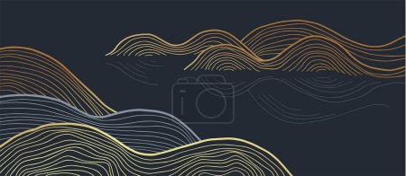 Illustration for Abstract japanese landscape with gradient. Simple lines. Vector illustration - Royalty Free Image