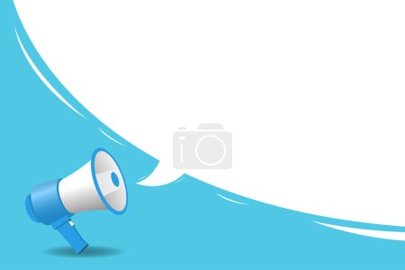 Illustration for Megaphone Clean Blue and White Background, Megaphone with Free Space for Text Content. - Royalty Free Image