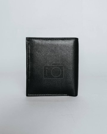 handmade men's wallet, crafted from premium black leather. The detailed image of the wallet.