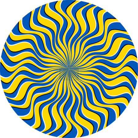 Ilustración de Ilusión óptica modelado círculo de bandas onduladas en movimiento. Plantilla circular para el diseño de fondo de movimiento. - Imagen libre de derechos