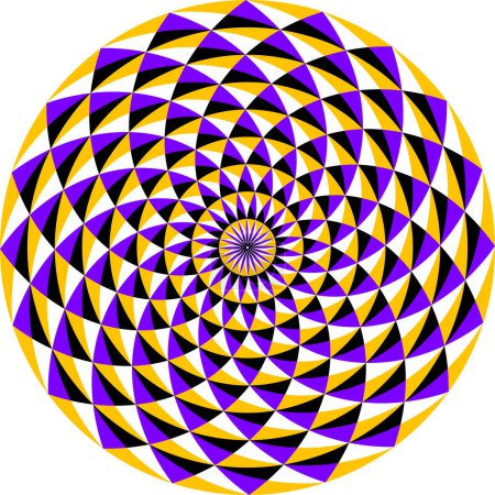 Cercle d'illusion optique de motif coloré en mouvement. Modèle circulaire pour la conception de fond de mouvement.