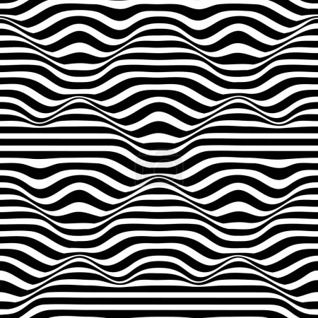 Illustration for Seamless pattern of black horizontal stripes creating the optical illusion of a bumpy surface. - Royalty Free Image
