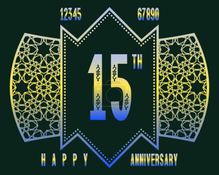 Illustration for Anniversary greeting card in knightly style. Decorative numbers, vintage frame and Happy Anniversary inscription in set for designer. - Royalty Free Image