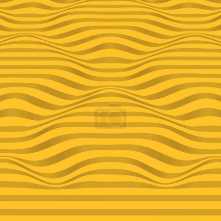 Illustration for Golden orange abstract background. Striped uneven 3d surface for poster backdrop design or cover template. - Royalty Free Image