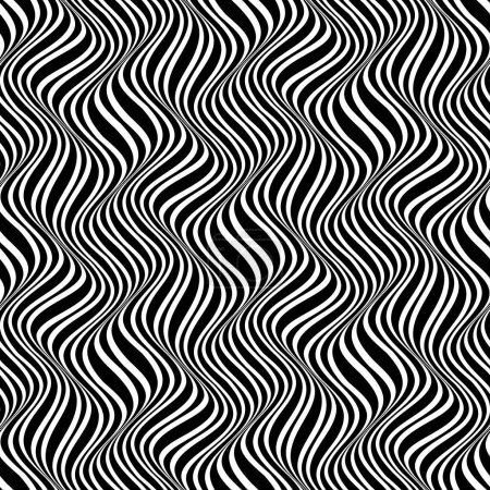 Vector seamless pattern of black curved stripes on transporant. Wavy repeating background for creative design.