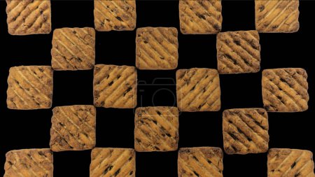 Photo for Pattern of Hide and Seek Biscuits in Black Background - Royalty Free Image