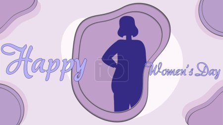 Ilustración de Empowering Elegance: A Tribute to Women on 8th March, An inspiring vector illustration celebrating International Women's Day. El diseño presenta una silueta femenina segura en un mar de púrpura, rodeado de formas abstractas que crean una atmósfera - Imagen libre de derechos