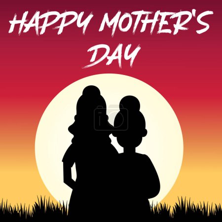 Illustration for Happy Mother's Day: Embracing Love: A Mother's Day Sunset - Royalty Free Image