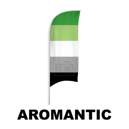 Aromantic Pride Curved Vertical Flag Vector - Symbol of Gender Diversity with its unique grayscale palette and vibrant green accent. Perfect for inclusivity campaigns and awareness events.