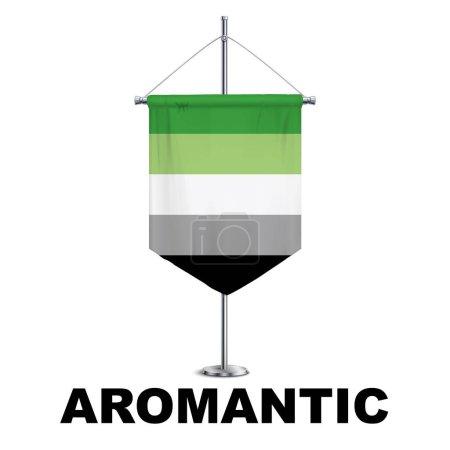 Aromantic Pride Medieval Vertical Flag Vector - Symbol of Gender Diversity with its unique grayscale palette and vibrant green accent. Perfect for inclusivity campaigns and awareness events.