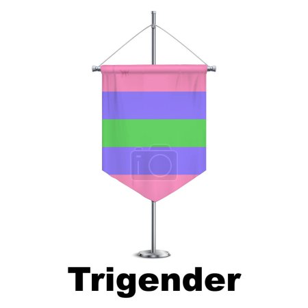 Trigender Pride Medieval Vertical Flag Vector - Symbol of Gender Diversity with its unique grayscale palette and vibrant green accent. Perfect for inclusivity campaigns and awareness events.