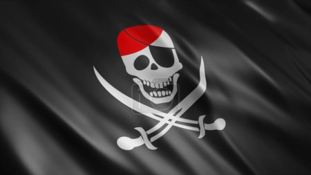 Foto de Bandera pirata, imagen de bandera ondeante de alta calidad - Imagen libre de derechos