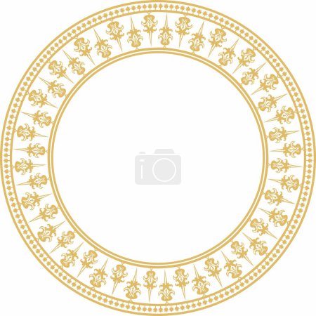 Ilustración de Vector dorado redondo ornamento bizantino. Círculo, frontera, marco de la antigua Grecia y el Imperio Romano Oriental. Decoración de la Iglesia Ortodoxa Rusa - Imagen libre de derechos