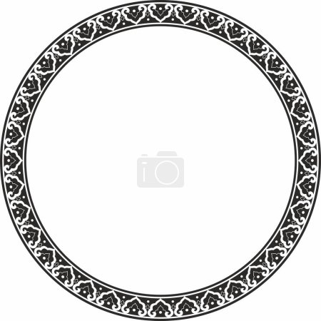 Ilustración de Vector monocromo negro marco, borde, ornamento chino. Círculo modelado, anillo de los pueblos de Asia Oriental, Corea, Malasia, Japón, Singapur, Tailandia - Imagen libre de derechos