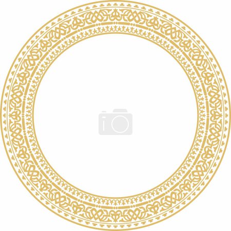 Ilustración de Vector round gold seamless classic byzantine ornament. Infinite circle, border, frame Ancient Greece, Eastern Roman Empire. Decoration of the Russian Orthodox Church - Imagen libre de derechos