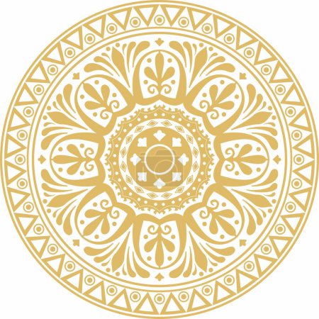 Ilustración de Vector oro redondo adorno clásico de la antigua Grecia y el Imperio Romano. Círculo, árabe, patrón bizantino - Imagen libre de derechos