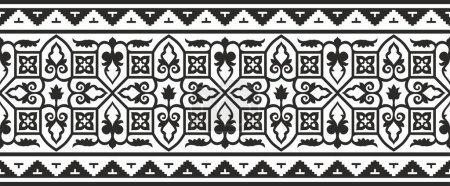 Illustration for Vector monochrome seamless Byzantine border, frame. Endless Greek pattern, Drawing of the Eastern Roman Empire. Decoration of the Russian Orthodox Church - Royalty Free Image
