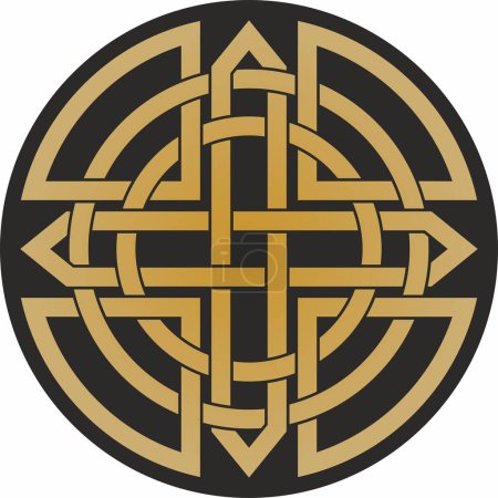 Vektor-Gold und schwarzer keltischer Knoten. Ornament der alten europäischen Völker. Das Zeichen und Symbol der Iren, Schotten, Briten, Franken