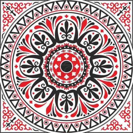 Ilustración de Vector red and black square classical ornament of Ancient Greece and the Roman Empire. Tile, Arabesque, Byzantine pattern - Imagen libre de derechos